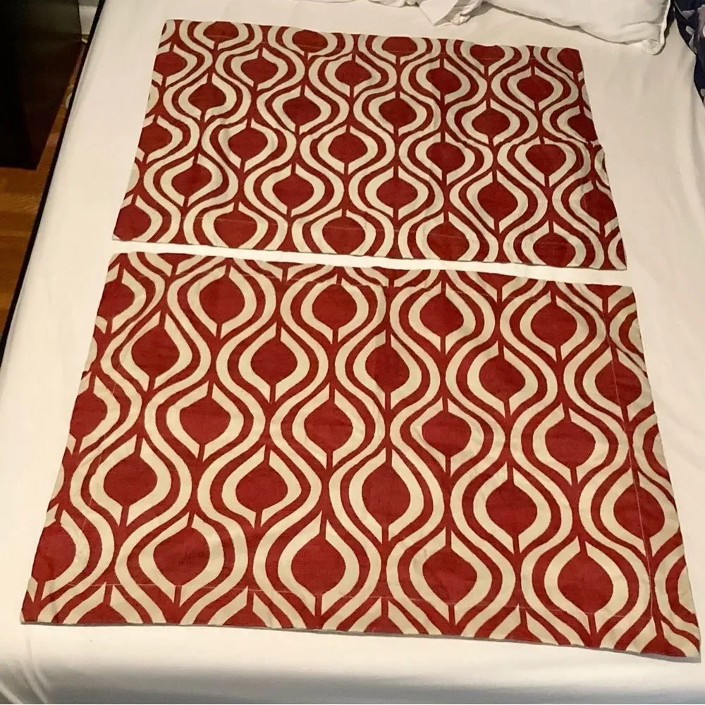 Essential Home Moroccan Design Pillow Shams Tile Geometric Red Cream 29 x  24 in